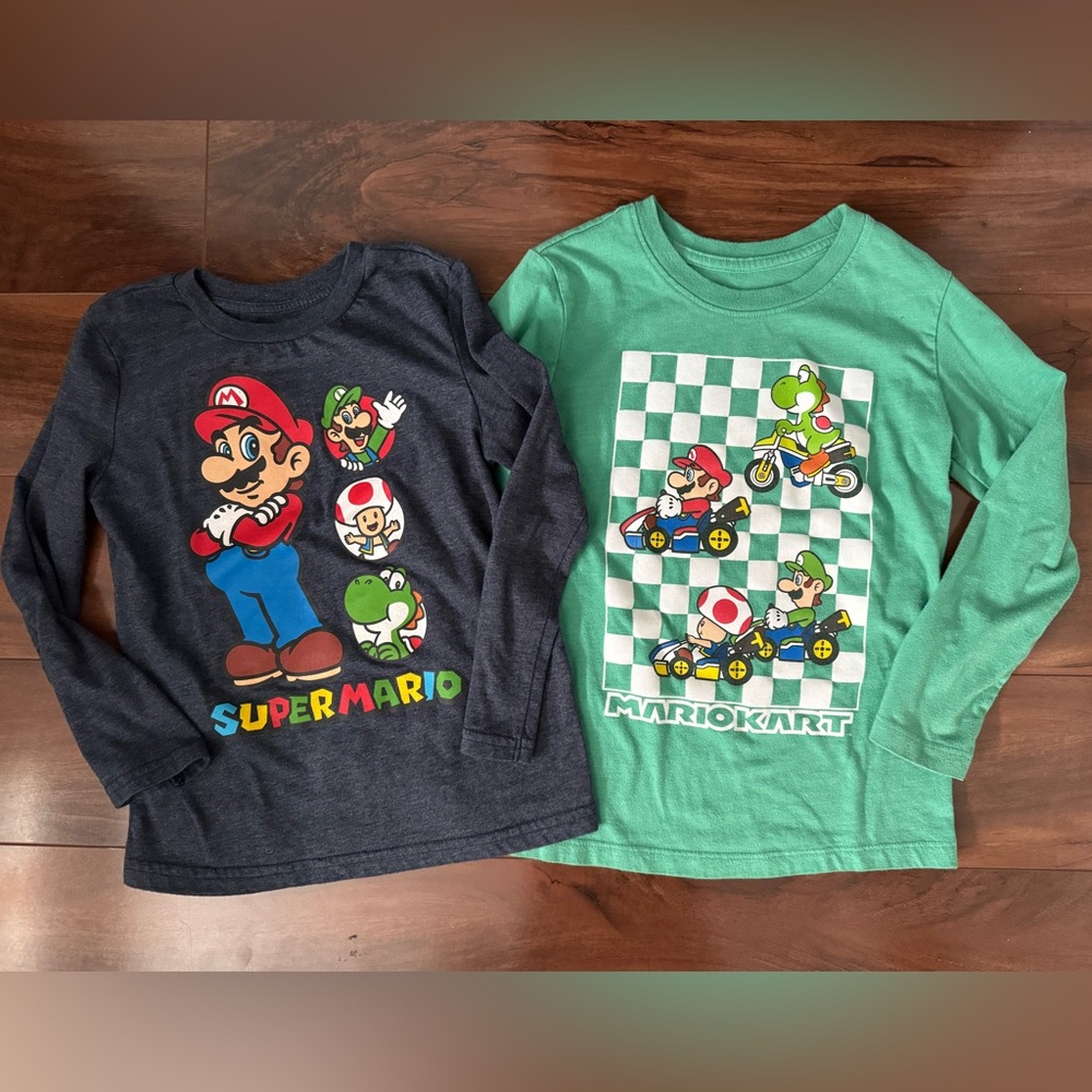 Super Mario Kart Jumping Beans Long Sleeve Tees Boys size 6